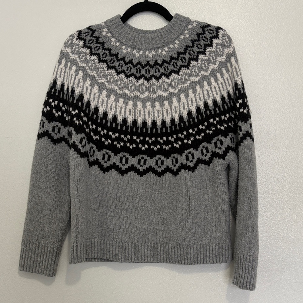 Universal Thread Gray Fair Isle Knit Sweater – Women’s Small Cozy Nordic Pattern